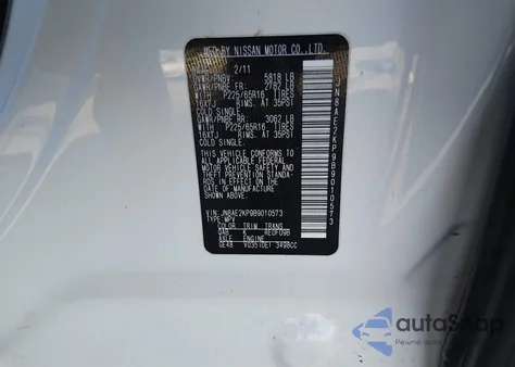 2011 Nissan Quest Sv from USA, damaged, VIN JN8AE2KP9B9010573